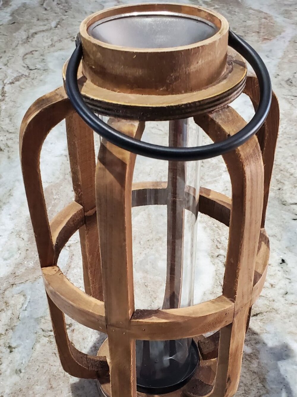 Wooden Candle Holder w. Glass Tube